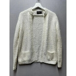 Vintage 1960's LeRoy Knitwear Women's Size L Cardigan Winter‎ Sweater White